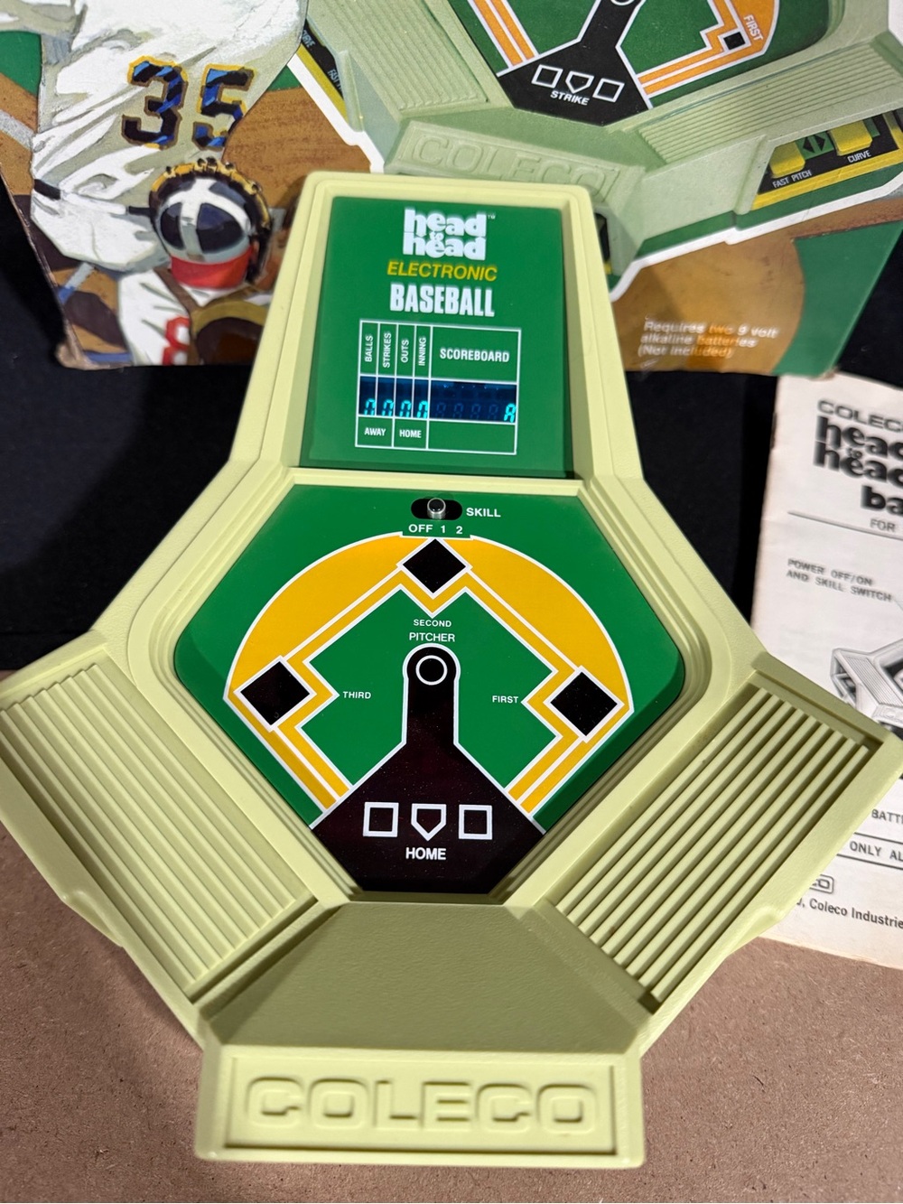 Vintage 1980 Coleco Head to Head Electronic Baseball w/Box & Manuals Working